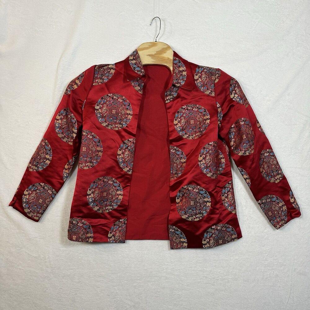 Vintage Brocade Satin Reversible Jacket Women’s Size Medium Chest 22” Asia